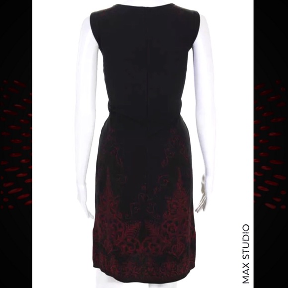 MAX STUDIO Blk/Red Abstract Bottom Sheath Dress - Picture 3 of 4